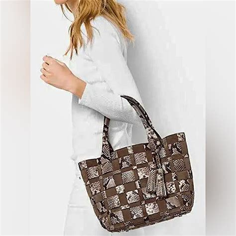 michael kors vivian tote white|Michael Kors 30t6gvet2l Vivian Tasseled Woven Medium Tote .